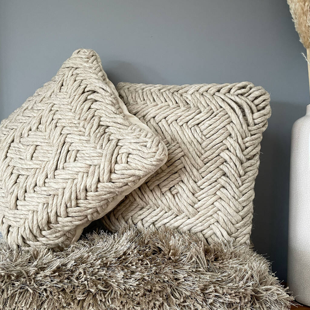 Large Chunky Pure Wool Cushion By Price And Coco Interiors
