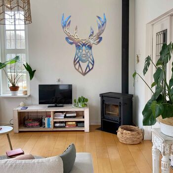 Geometric Stag Head Metal Wall Art For Any Room, 6 of 10