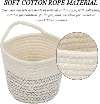 Two Pieces Small Hanging Cotton Rope Woven Baskets, 3 of 7