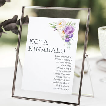 Wedding Seating Plan Cards Purple Lilac Floral, 2 of 7