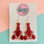Large Lobster Red Glitter Earrings, thumbnail 1 of 2