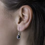 Silver Black Opal October Birthstone Drop Earrings, thumbnail 9 of 10