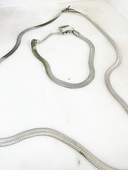 Freya Set Silver Plated Necklace + Bracelet/Anklet, 3 of 8