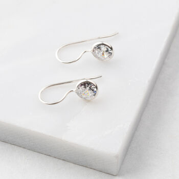 Sterling Silver Diamante Wire Earrings, 2 of 6