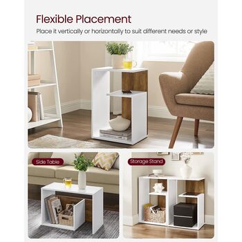 White Side Table Bedside Table With Open Storage, 4 of 9