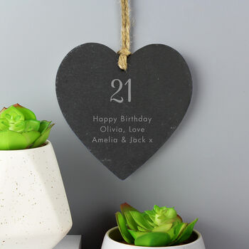 Personalised Message Slate Heart Hanging Decoration, 3 of 4