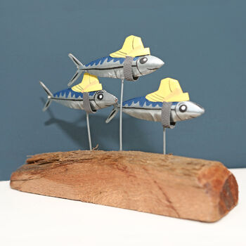 Trio Of Mackerel Fish In Fishermans Hats, 3 of 3