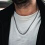 Men's Silver Matte Cuban Chain Stainless Steel Necklace 4mm, thumbnail 5 of 12
