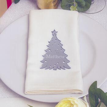 Personalised Silver Mirror Christmas Tree Place Names, 3 of 3