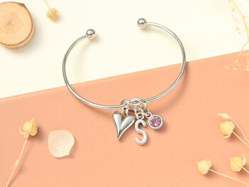 Personalised Heart Initial Silver Bracelet Friendship Knot, 6 of 11