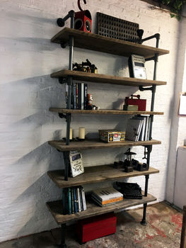 Annabel Bespoke Reclaimed Scaffolding And Pipe Bookcase, 2 of 10