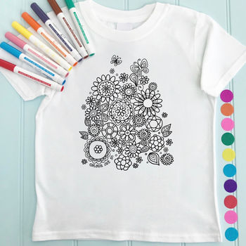 Personalised Flowers Colour In Child's T Shirt, 2 of 4