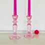Pair Of Pink Glass Candlesticks, thumbnail 5 of 8