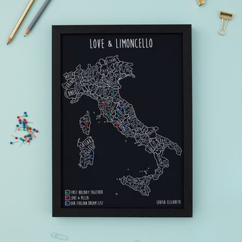 Personalised Italy Pinboard Map With Pins, 4 of 10