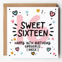 Sweet Sixteen Niece 16th Birthday Card, thumbnail 1 of 3