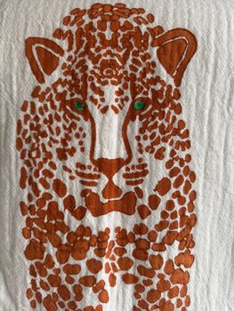 White With Cheetah Organic Cotton Peshtemal Towel, 2 of 3