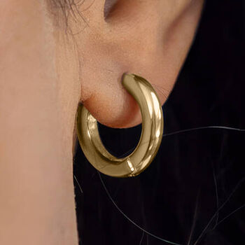 Gold Plated Sterling Silver Chunky Hoop Earrings, 2 of 6