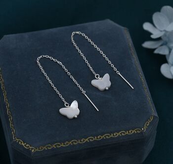 Mother Of Pearl Butterfly Ear Threaders, 2 of 10