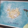 Framed And Personalised Iceland Map Print, thumbnail 3 of 4