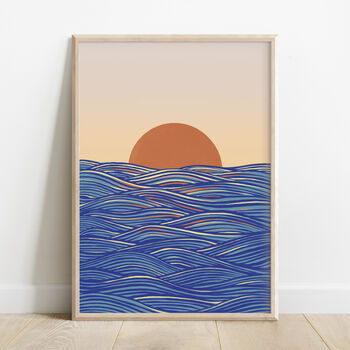 Ocean Waves Sunset Print, 2 of 4