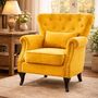 Yellow Tufted Linen Wingback Chair, thumbnail 1 of 2