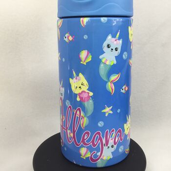 Cat Mermaid Named Insulated Water Bottle Thermos, 10 of 10