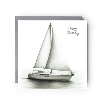Happy Birthday Sailing Boat Nautical Card, 2 of 5
