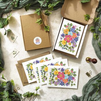 Whimsical Flower Garden A6 Folded Note Cards And Envelopes, 4 of 5