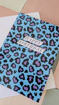 Blue And Purple Zebra Print Birthday Card – Blank Inside, 2 of 4