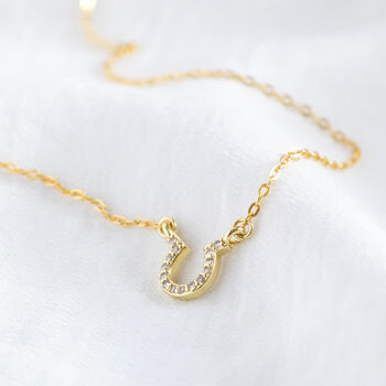 Crystal Pave Lucky Horseshoe Necklace, 3 of 7