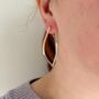 Outline Leaf Hoop Stud Earrings In Silver, thumbnail 4 of 6