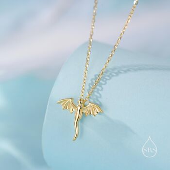 Sterling Silver Tiny Dragon Pendant Necklace, 3 of 11