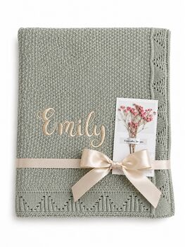Personalised Baby Blanket Embroidered With Name Soft Customised Blanket For Newborn Baby Girl Cot And Pram Blanket Baby Girl Present 100x80cm, 2 of 12