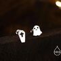 Mismatched Ghost And Coffin Stud Earrings In Sterling Silver, thumbnail 1 of 12