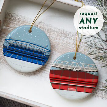 Any Football Stadium Snow Scene Illustrated Christmas Decoration, 2 of 7