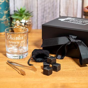 Personalised Golf Themed Retirement Whiskey Glass, 6 of 8