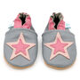 Dotty Fish Grey Starry Soft Leather Baby Shoes With Barefoot Soles, thumbnail 6 of 8