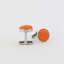 Woven Fabric Faced Cufflinks Orange, thumbnail 1 of 4