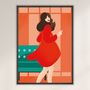 Woman In Red Illustrated Art Print, thumbnail 4 of 6