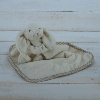 Personalised Embroidery Bunny Cream Toy Soother, Boxed, 10 of 12