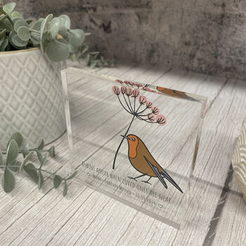 Personalised Memorial Robins Appear Acrylic Block Sign, 4 of 6