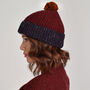 T Lab Bob Red Donegal Wool Bobble Beanie Hat, thumbnail 1 of 9