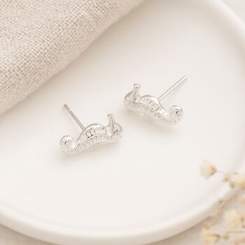 Sterling Silver Seahorse Stud Earrings – 13mm, 3 of 9