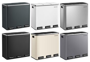 Kitchen Bin Three Compartments Pedal Soft Close Lids, 8 of 8