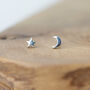 Tiny Silver Moon And Star Studs, thumbnail 1 of 6