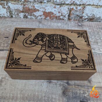 Wooden Gift For Mum,Indian Elephant Design Jewellery Box, 2 of 10