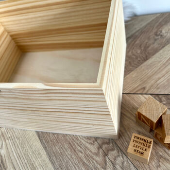 Personalised Born In 2026 Garland Engraved New Baby Keepsake Box Five Sizes 16cm | 20cm | 26cm | 30cm | 36cm, 6 of 7