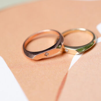 9ct Gold Classic Personalised Birthstone Signet Ring, 6 of 9