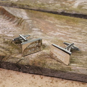 Personalised Name And Date Cufflinks, 3 of 3