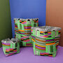 African Print Basket Pots | Green Kofi Print, thumbnail 1 of 4